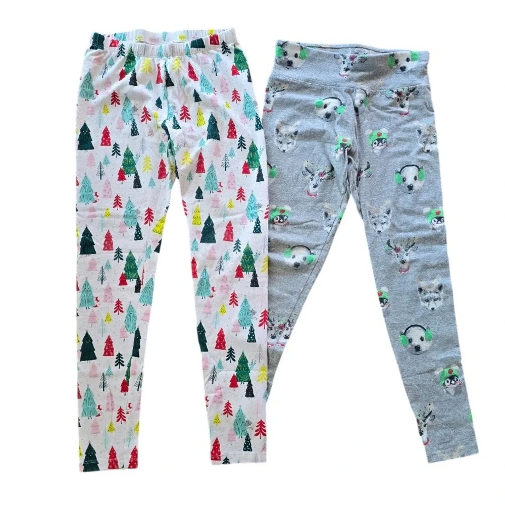 Justice Cat and Jack Leggings Kids 14 XL‎ Multi Holiday Christmas Tree Reindeer